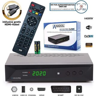 GEBRAUCHT: Anadol HD 222 Pro 1080P Digital HDTV Sat-Receiver fr Satellitenfernseher - Timeshift, Multimedia- & Aufnahmefunktion - Astra & Hotbird vorinstalliert - HDMI, SCART, USB, DVB-S/S2, gratis HDMI Kabel