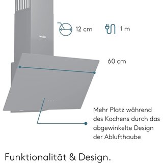 Wiggo WE-A641G Dunstabzugshaube 60cm kopffrei - 1 Glas grau